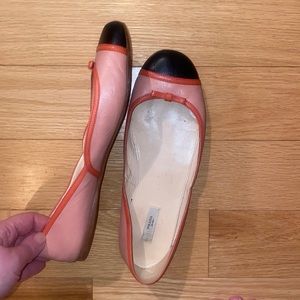 Prada Milano ballerina flats 37.5 (US 7.5) pink peach and black 🥿